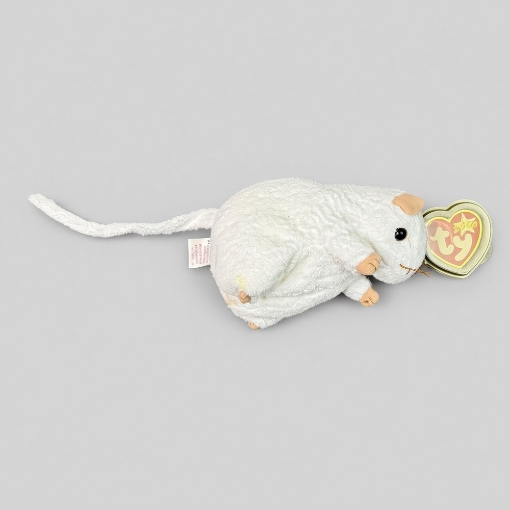 Ty Beanie Baby Cheezer the Mouse 2000 White Plush Toy with Tag Protector 4303